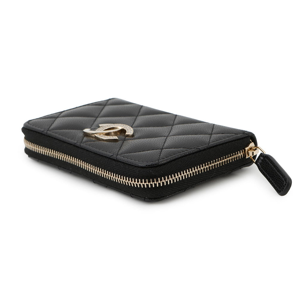 Chanel Matelasse Classic Zip Coin Purse BlackAP4341 Leather Wallet Case