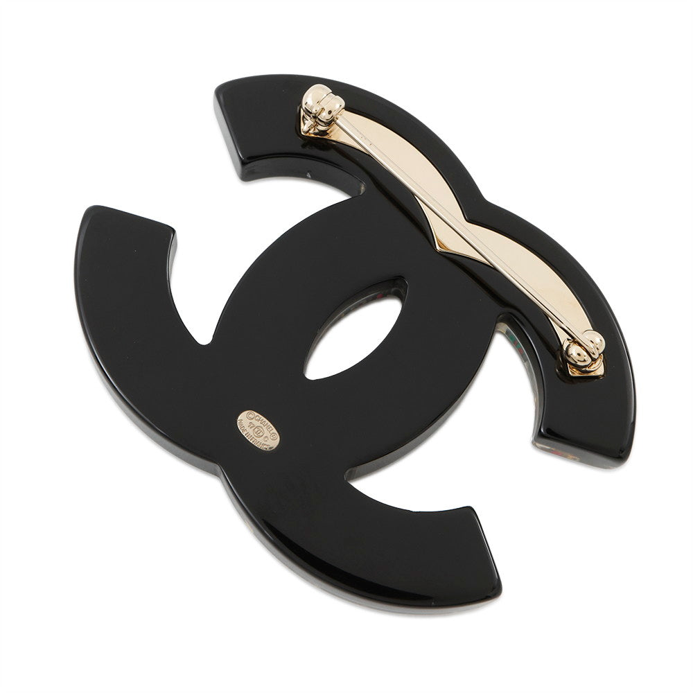 Chanel CC Logo Star Brooch Plastic Multicolor Black Handbag