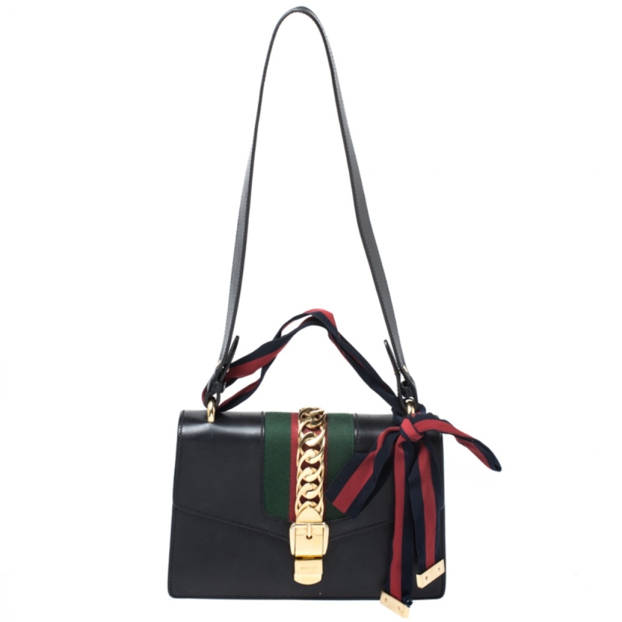 Gucci sylvie black leather handbag