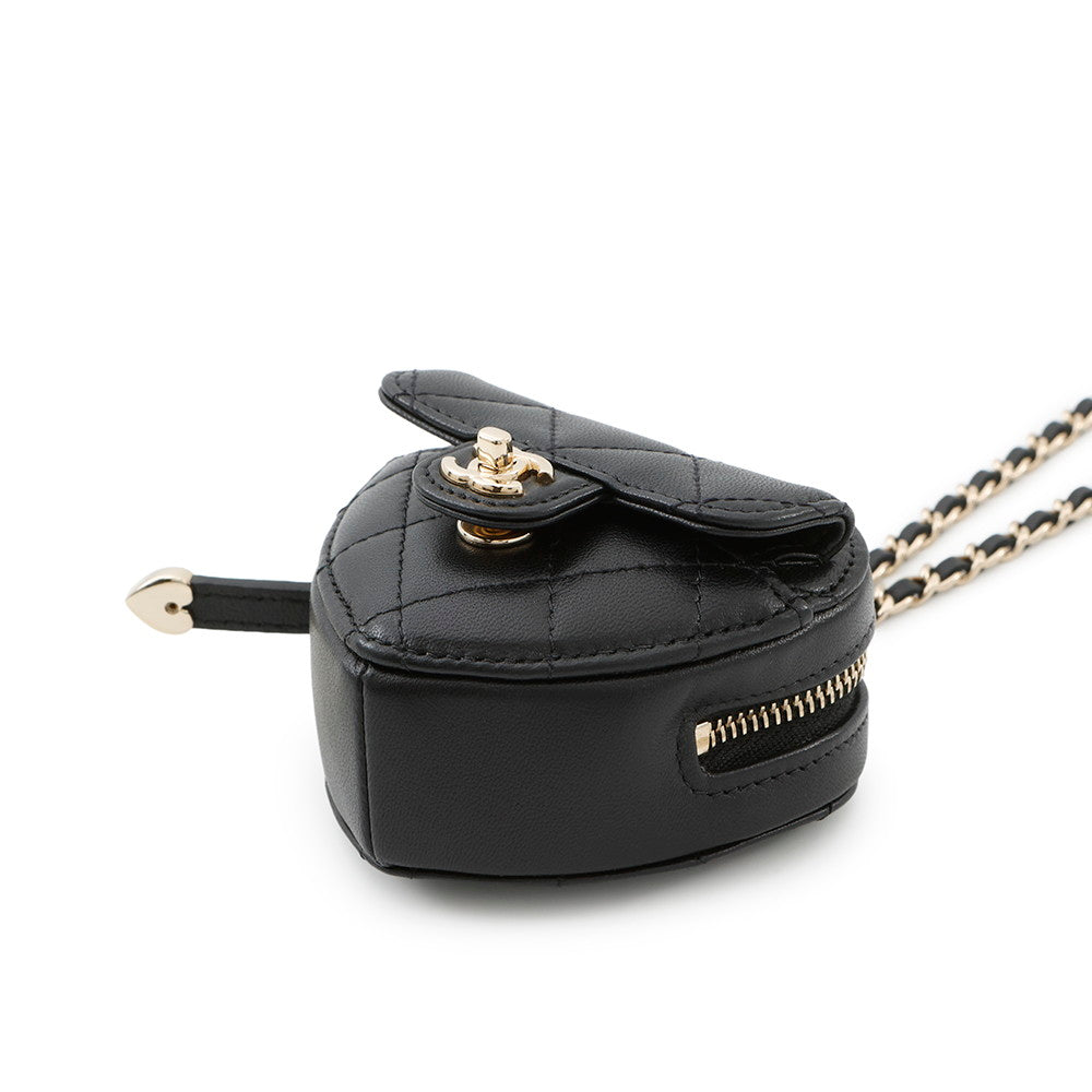 Chanel Matelasse Heart ChainCoin purse BlackAP2783 Lambskin Wallet Case