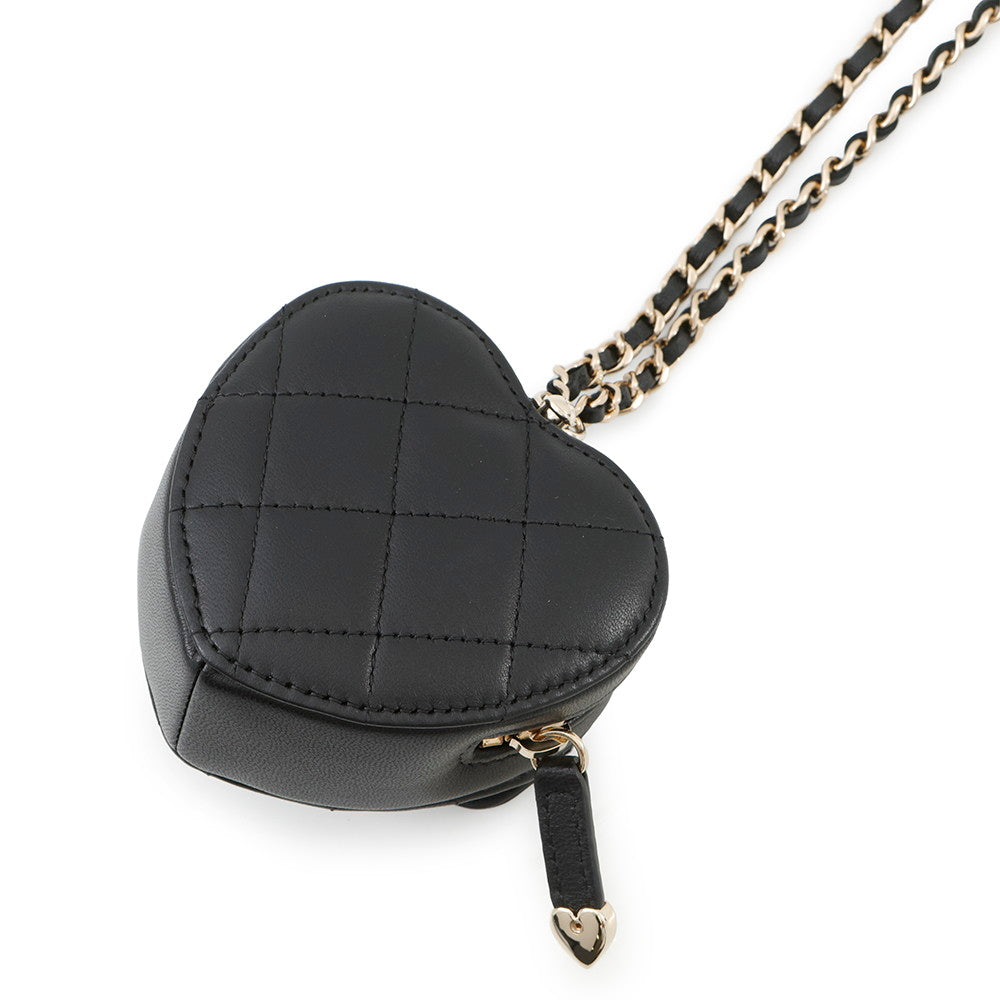 Chanel Matelasse Heart ChainCoin purse BlackAP2783 Lambskin Wallet Case