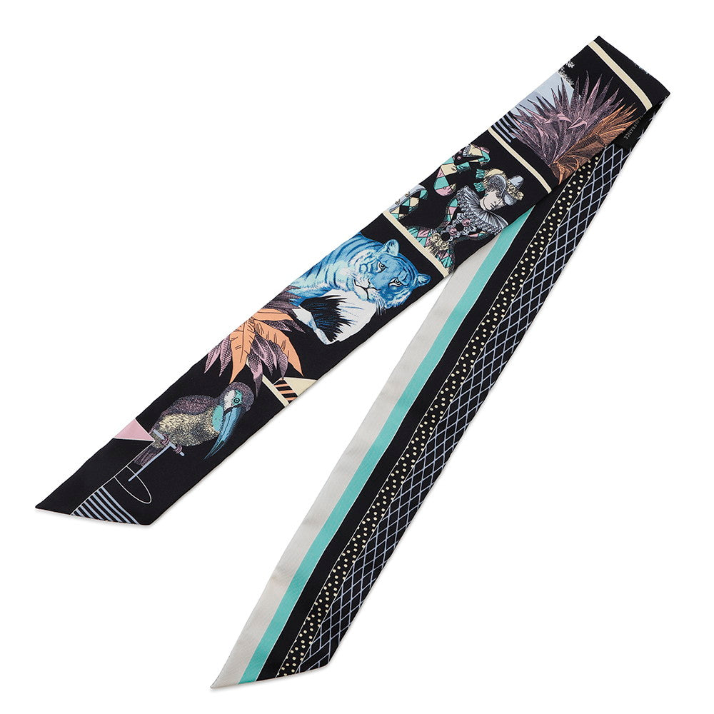 Twilly Vert S Silk Handbag Black Blue Travel Bag