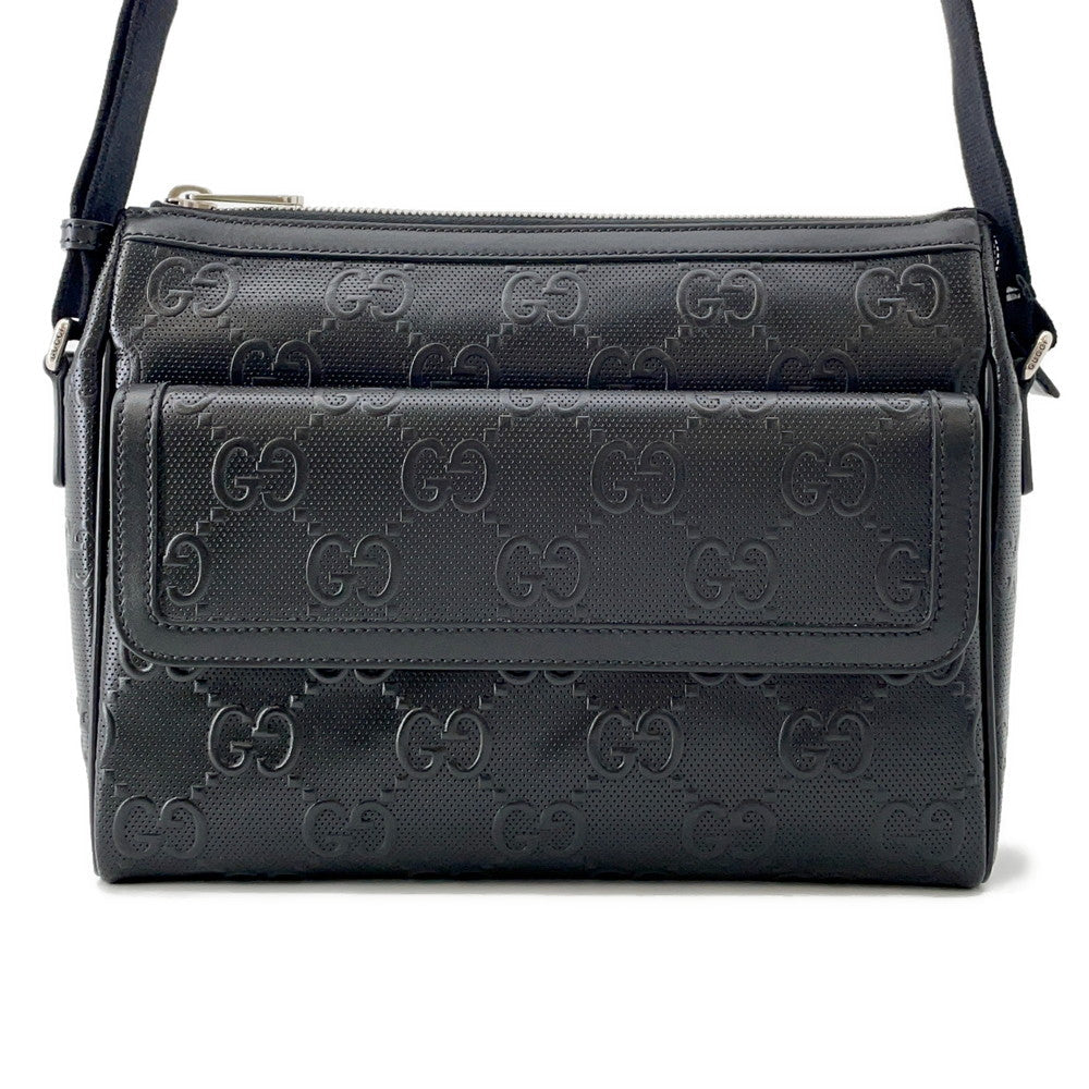 GUCCI GG-embossed messenger bag Black658565 Leather