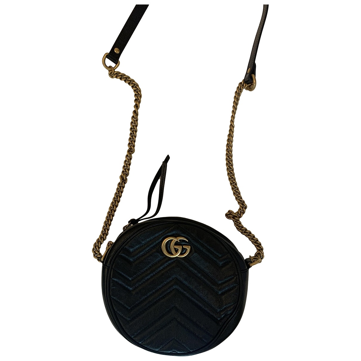 Gucci gg marmont circle black leather handbag