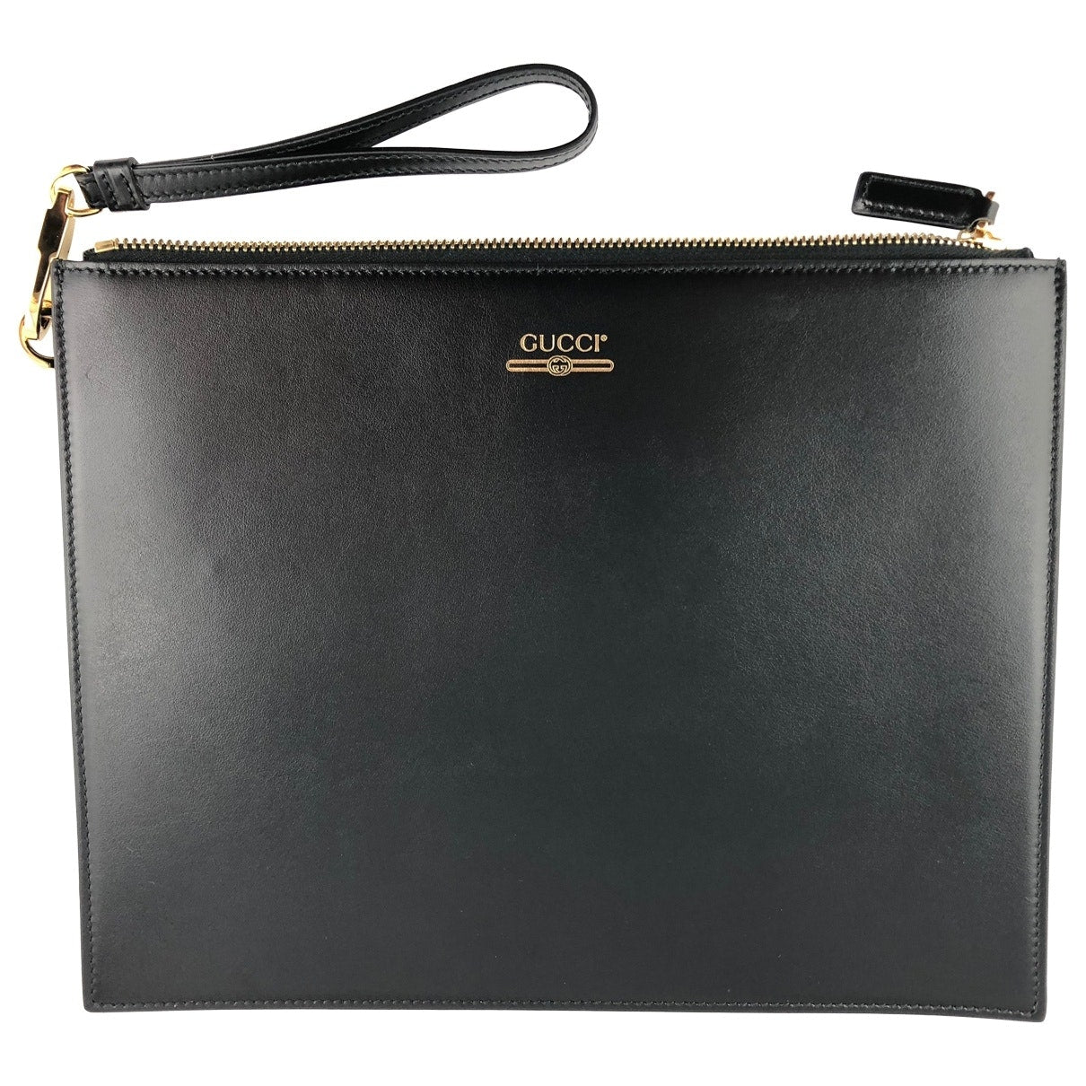 Gucci black leather clutch bag