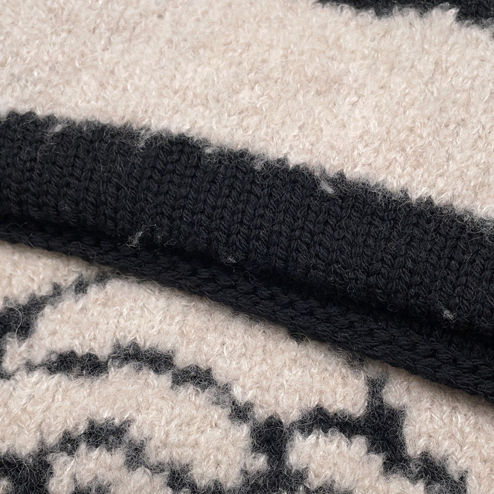 Chanel Scarf Wool 44 Cashmere44 Silk12 Black Beige