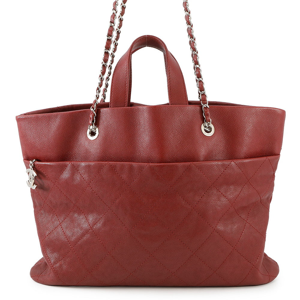 Chanel Matelasse 2WAY ChainTote RedA90485 Caviar Leather Tote Bag