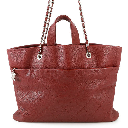 Chanel Matelasse 2WAY ChainTote RedA90485 Caviar Leather Tote Bag