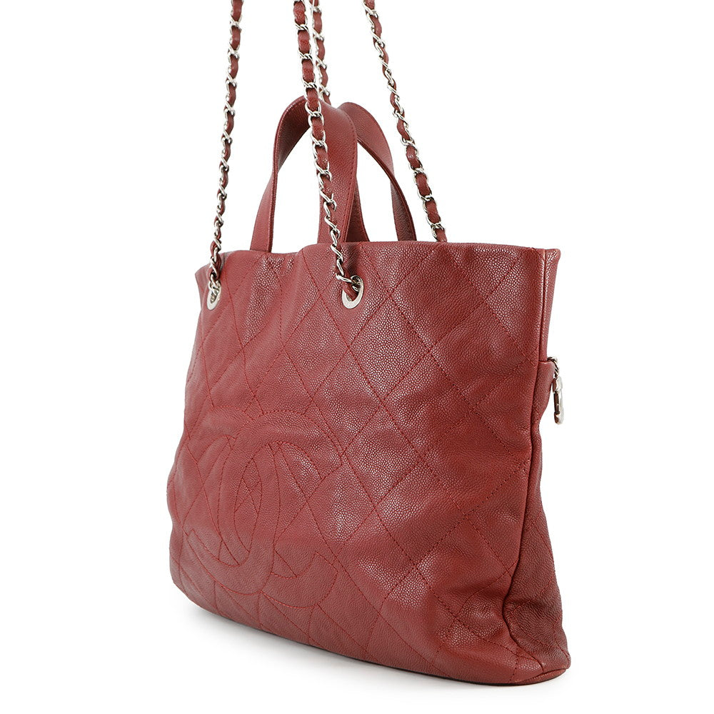 Chanel Matelasse 2WAY ChainTote RedA90485 Caviar Leather Tote Bag