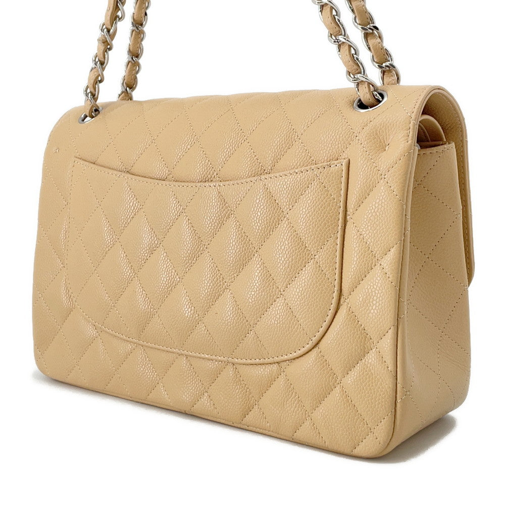 Chanel Matelasse W Flap ChainShoulder BeigeA58600 Caviar Leather Shoulder Bag