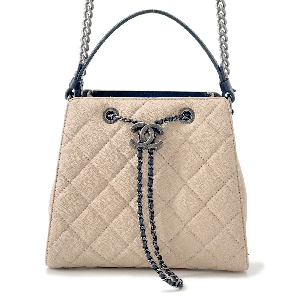 Chanel CC Bucket BeigeA93354 Caviar Black Leather Bucket Bag