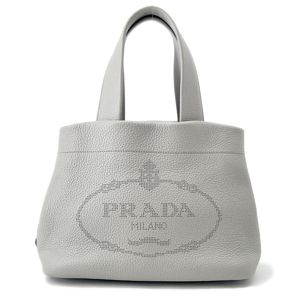 Prada ?Punched tote bag Gray1BG390 Leather Small