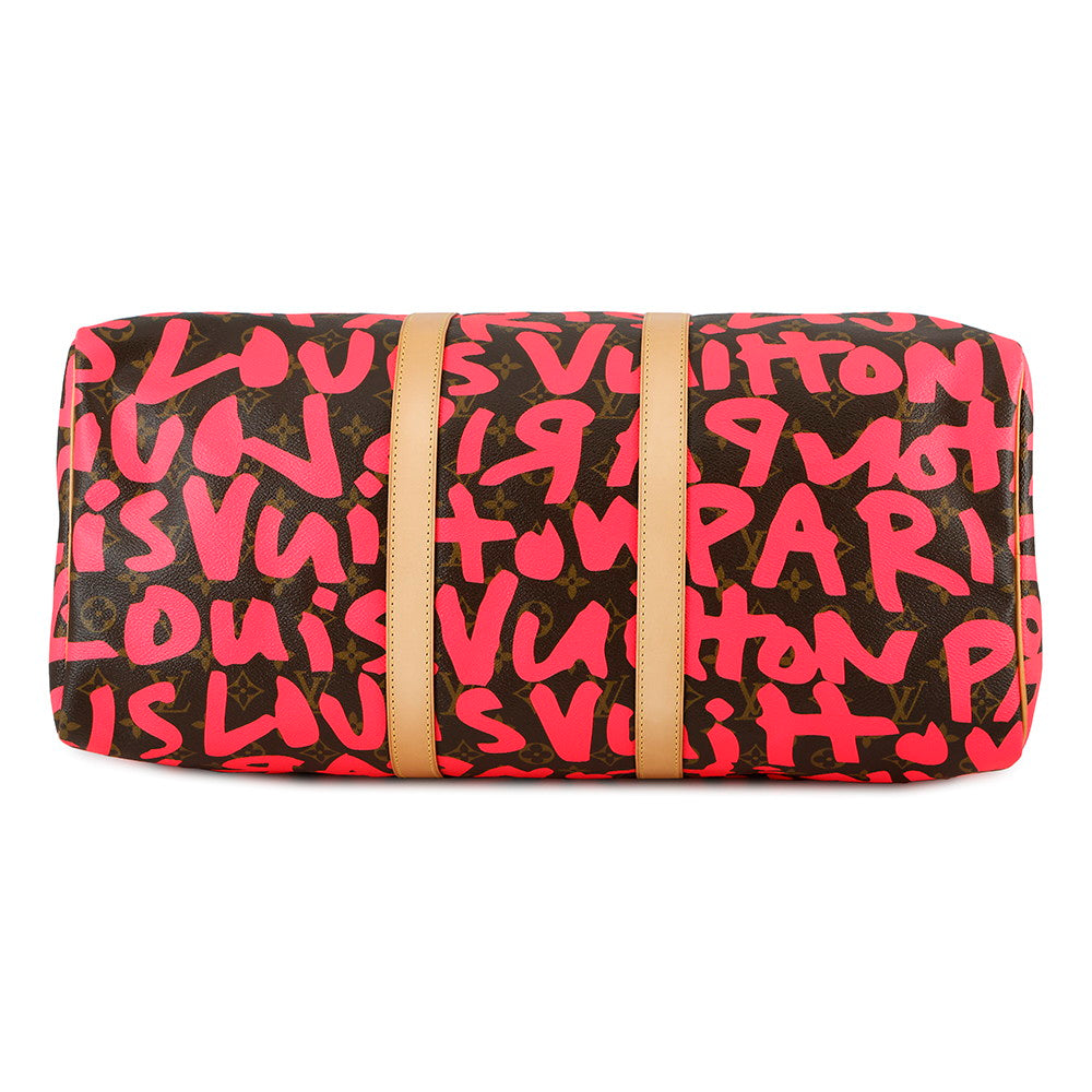 Louis Vuitton Keepall Fuchsia BrownM93698 ・Graffiti Monogram Travel Bag