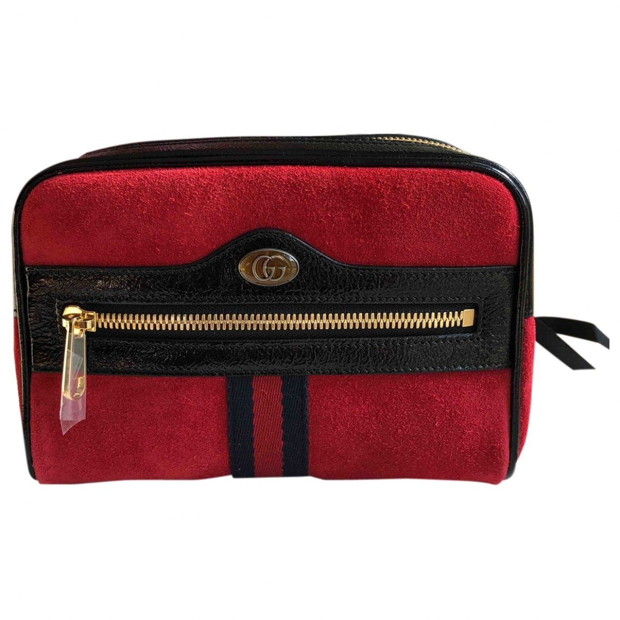 Gucci ophidia red suede clutch bag