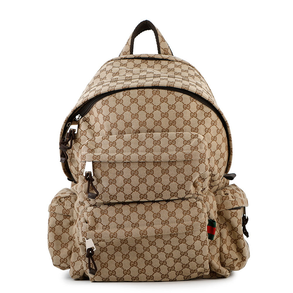 GUCCI Runway Model GG Canvas Backpack Beige800182 Canvas Size Large