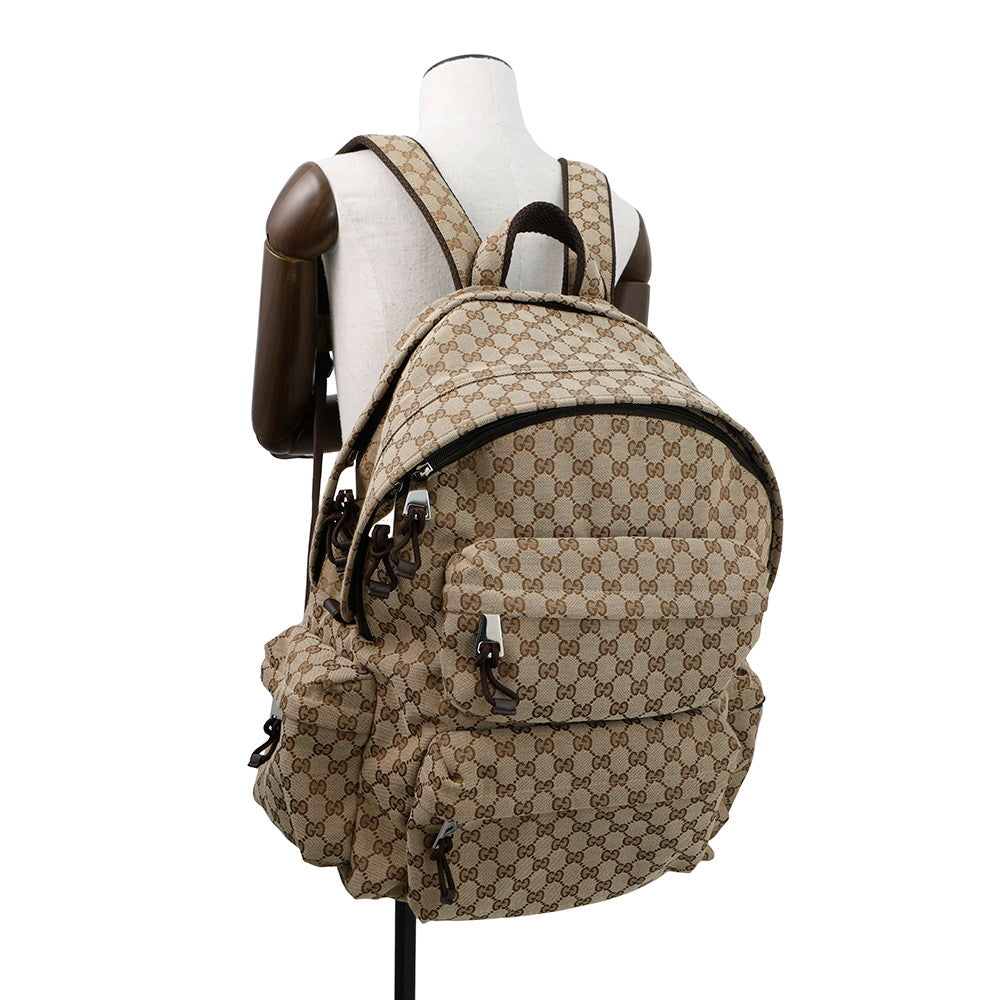 GUCCI Runway Model GG Canvas Backpack Beige800182 Canvas Size Large