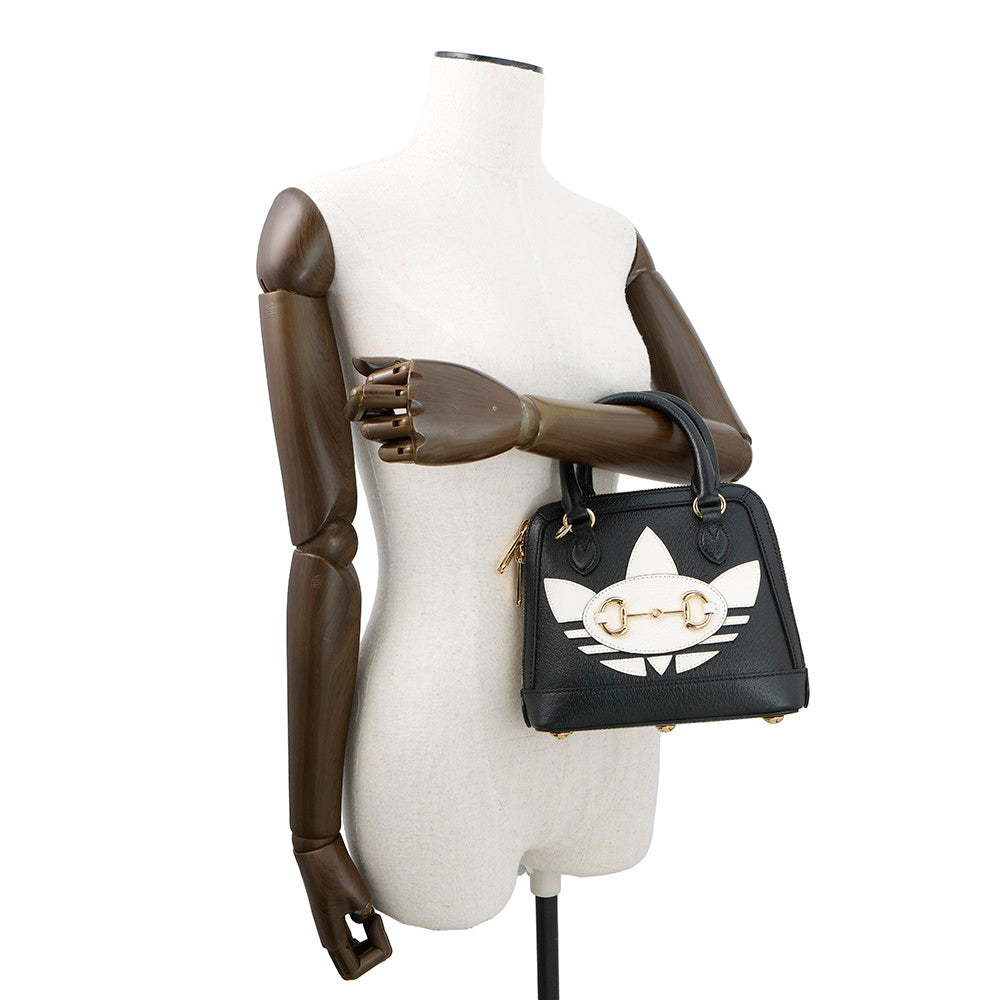 GUCCI Horsebit 2WAY Handbag Adidas collaboration Black677212 Leather
