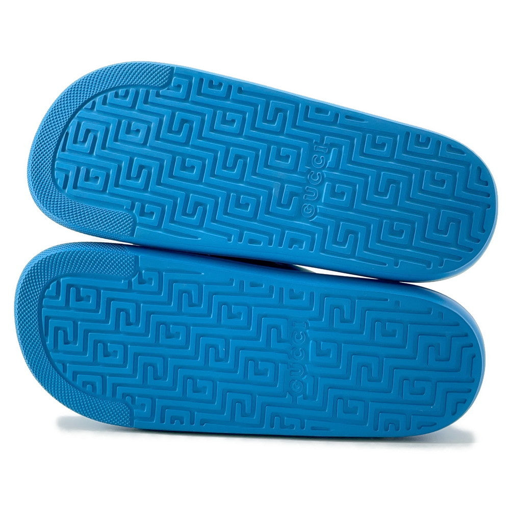 GUCCI Interlocking G Slide Sandals Blue780296 Rubber Size 9
