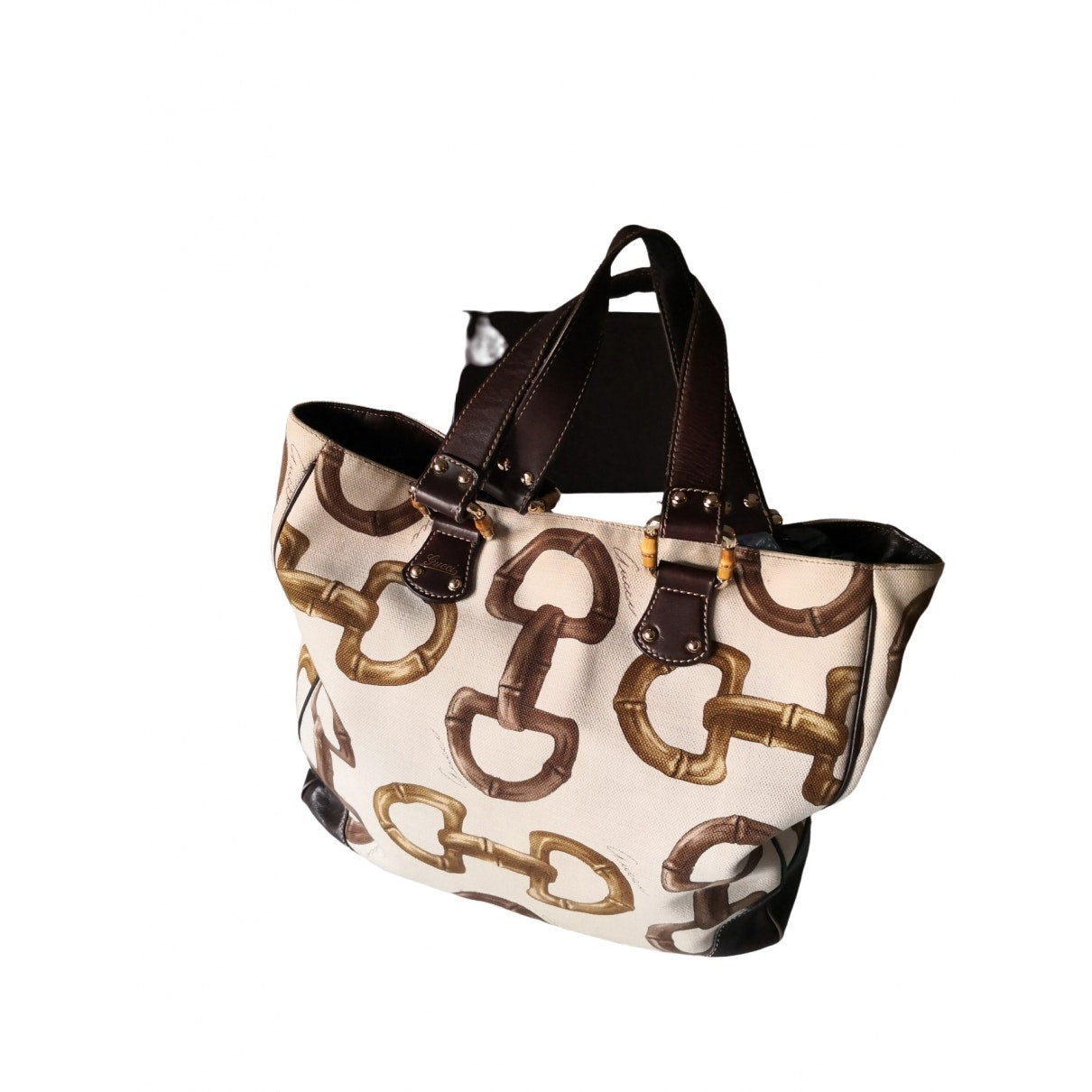 Gucci brown linen handbag