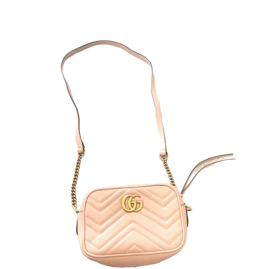 Gucci marmont pink leather handbag