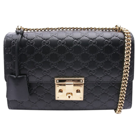 Gucci padlock black leather handbag