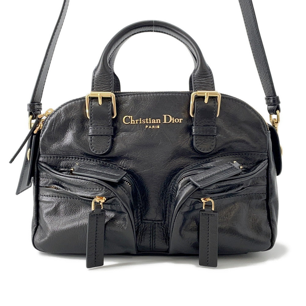 Dior Handbag Grand Tour Bowling Bag BlackM6000UNQD Crinkled Calf Leather