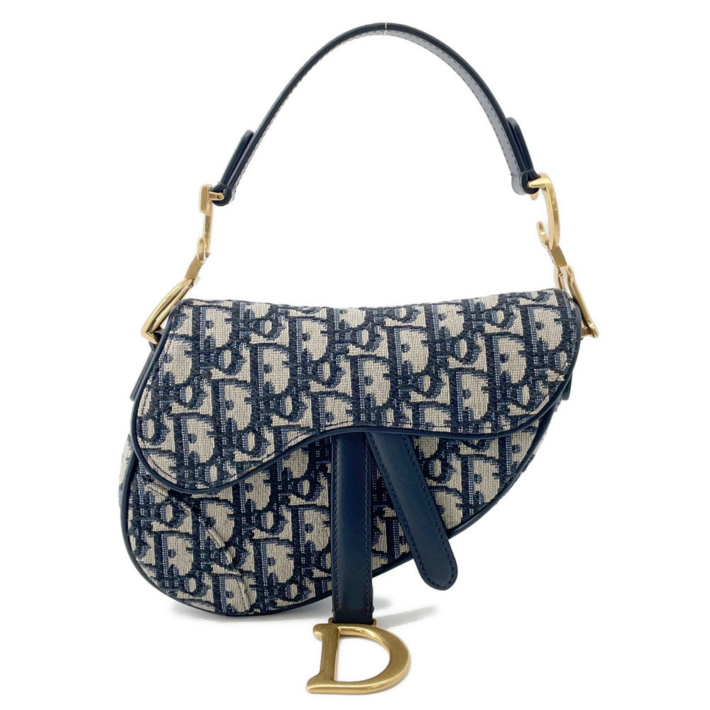 Dior Handbag Saddle Oblique One Shoulder Bag NavyM0455CTZQ Leather Canvas