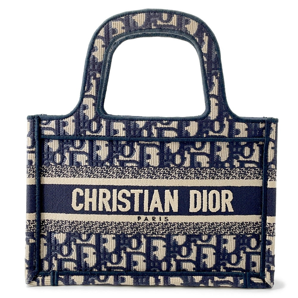 Dior Handbag Oblique Book Tote NavyS5475ZRIW Canvas Mini Tote Bag
