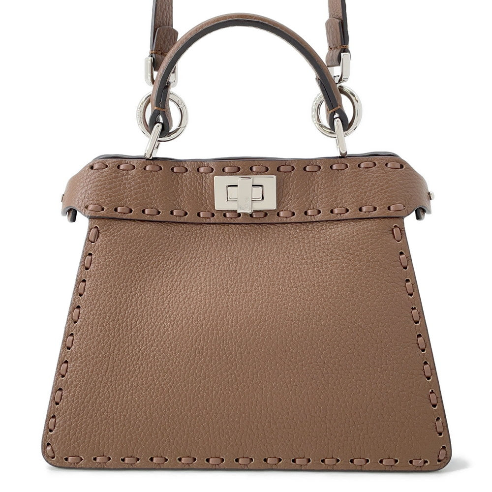 Fendi Peekaboo Selleria I see you Brown8BN335 Leather Handbag