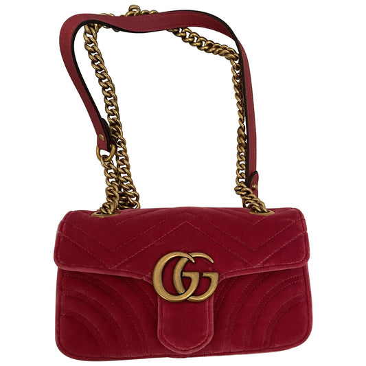 Gucci marmont red velvet handbag