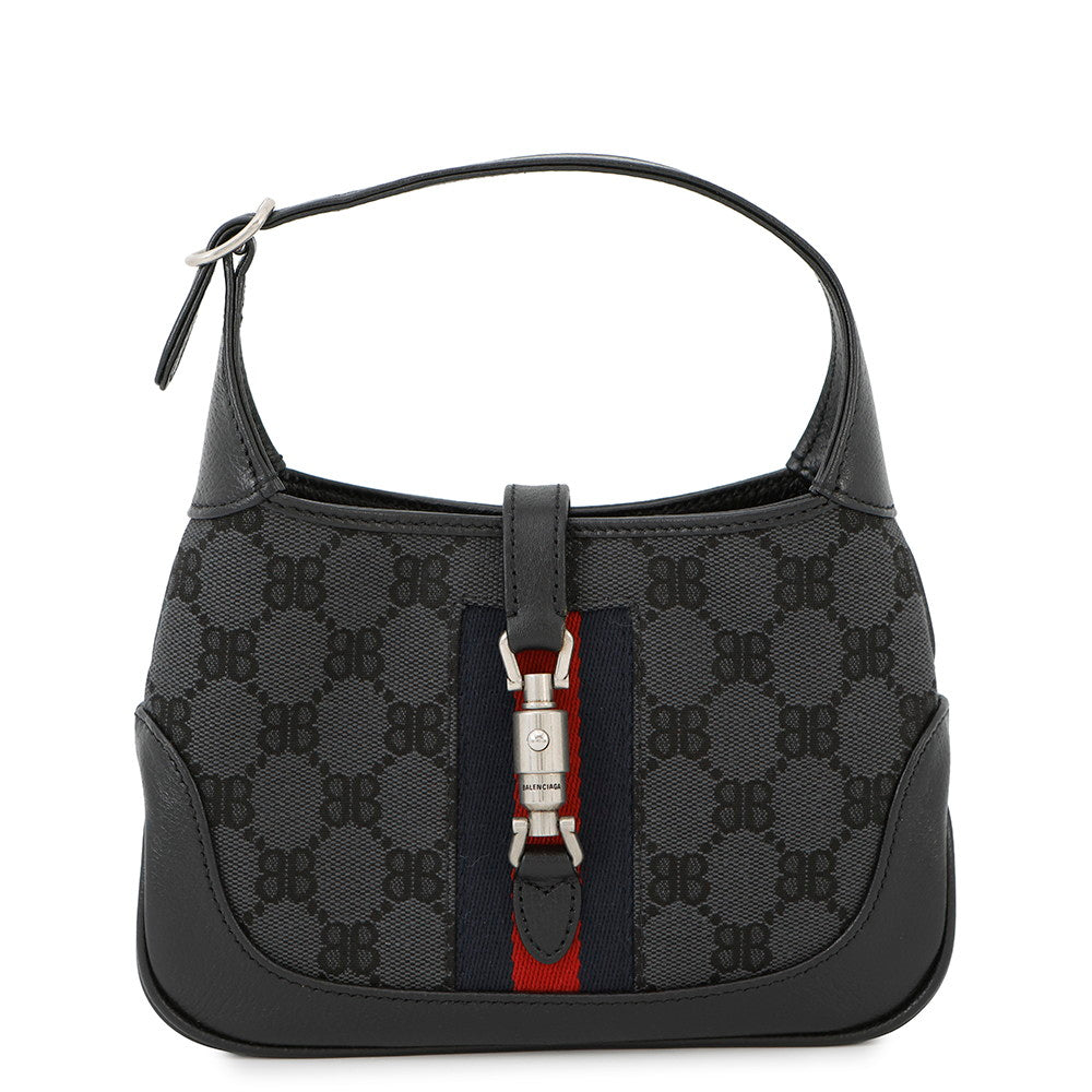 BALENCIAGA GUCCI x BALENCIAGA The Hacker Project Jackie1961 Shoulder Bag Black680132 Canvas Leather Size Mini