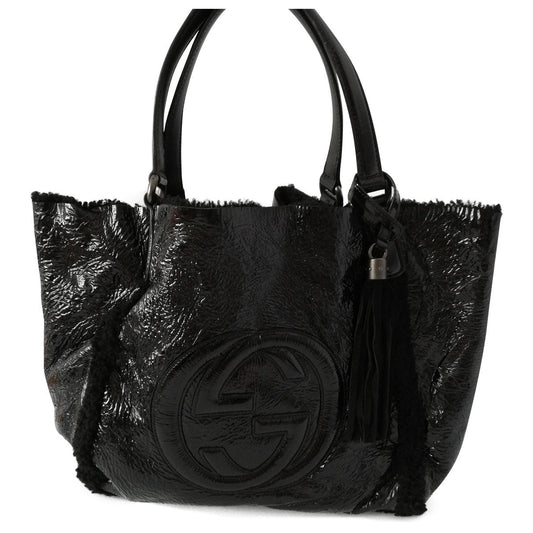 Gucci soho black patent leather handbag