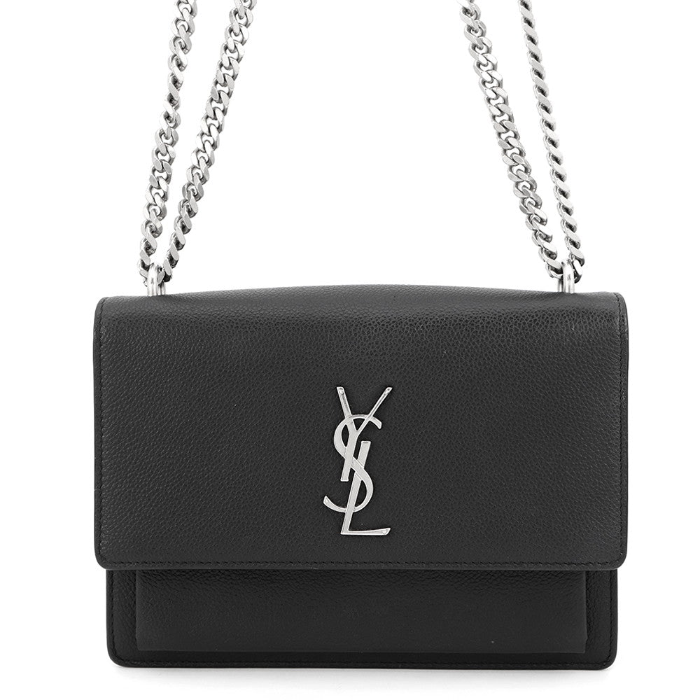 YSL Saint Laurent Shoulder Bag Sunset Bag Black442906 Leather Medium