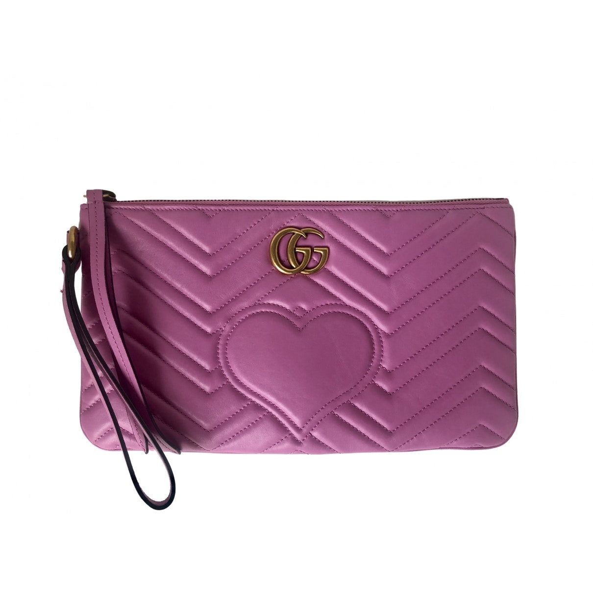 Gucci marmont purple leather clutch bag