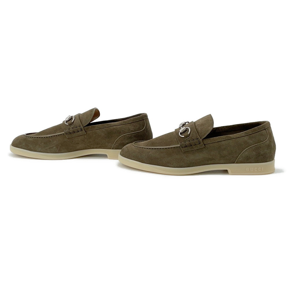 GUCCI Horsebit loafers Olive Green 782672 suede Size 9
