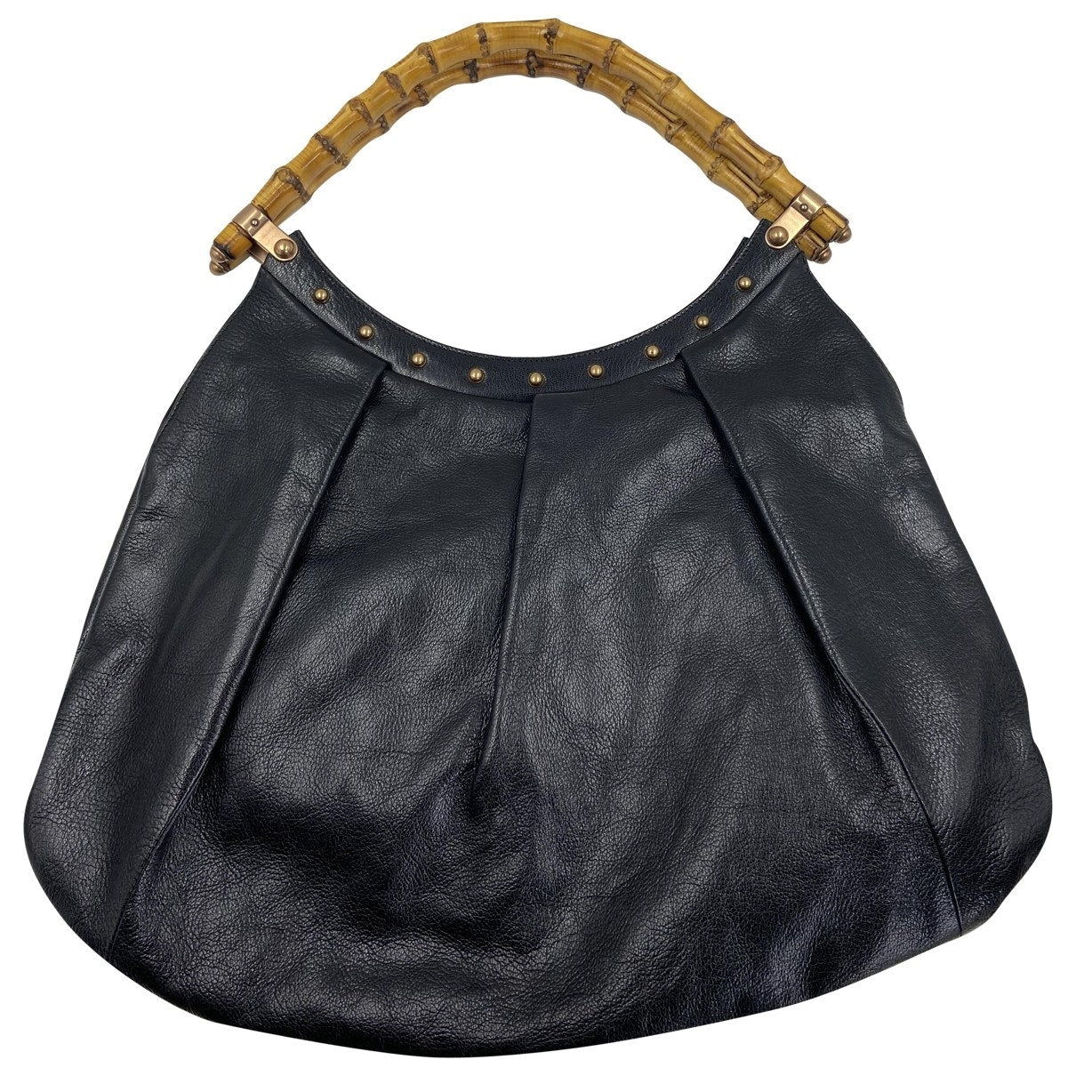 Gucci bamboo black leather handbag
