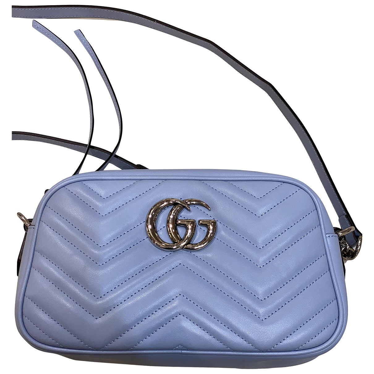 Gucci marmont blue leather handbag