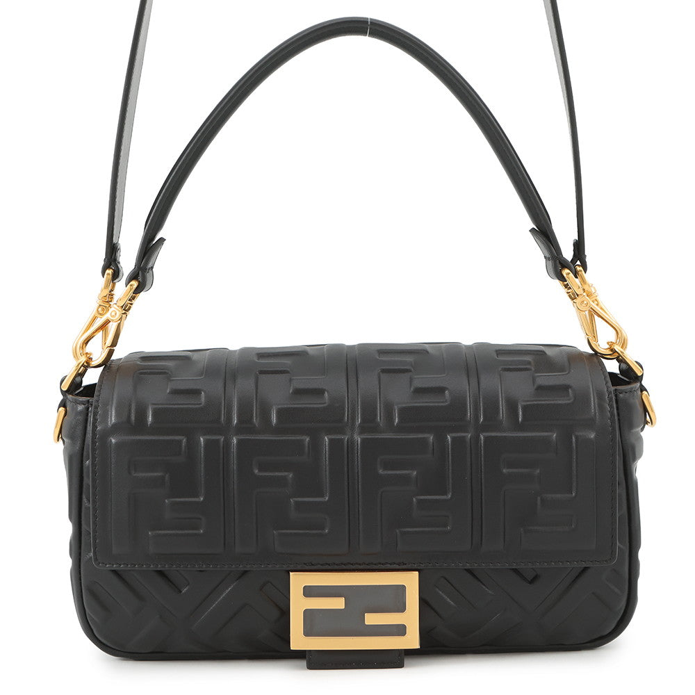 Fendi FF motif baguette Black8BR600 Nappa Leather Shoulder Bag