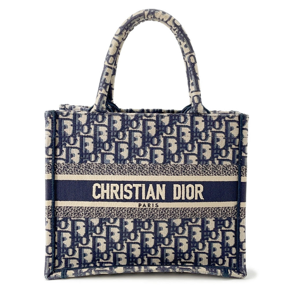Dior Tote Bag Oblique Embroidery Book Tote BeigeM1265ZRIW Canvas Navy