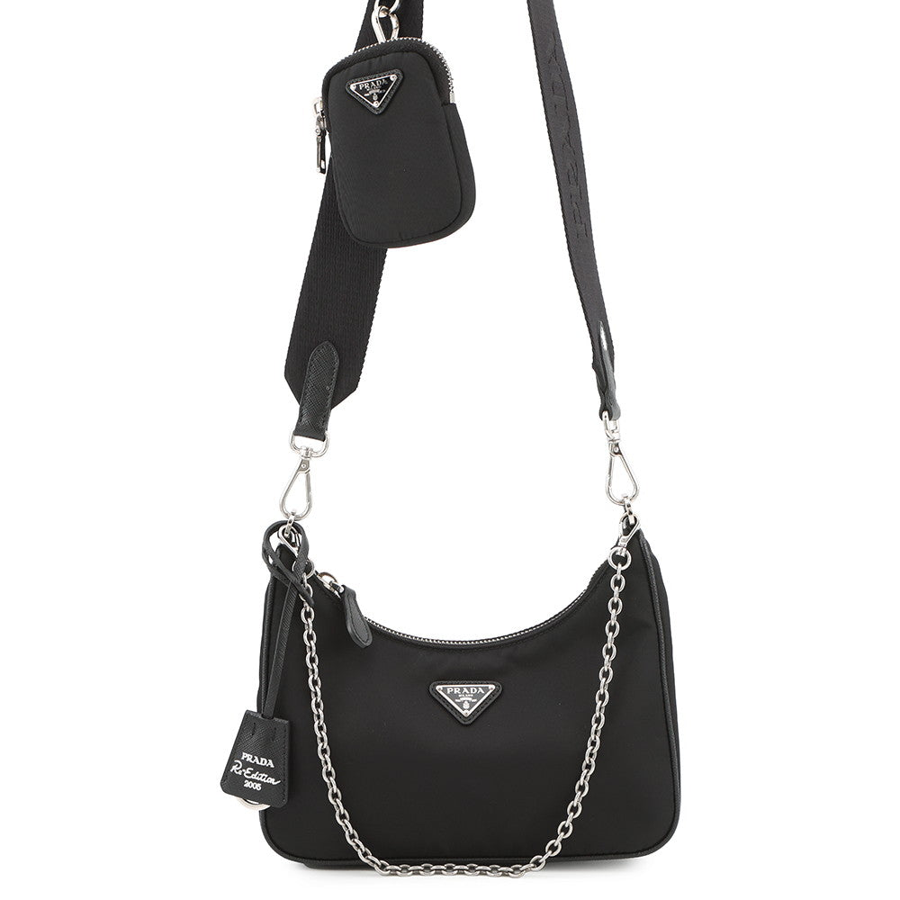 Prada Shoulder Bag Re-Edition Re- Black1BH204 Leather Nylon