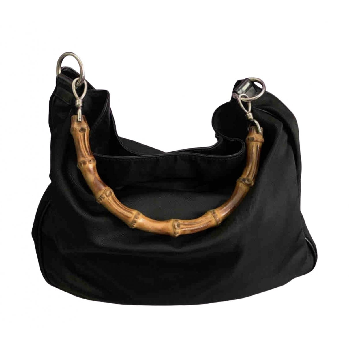 Gucci bamboo black cloth handbag