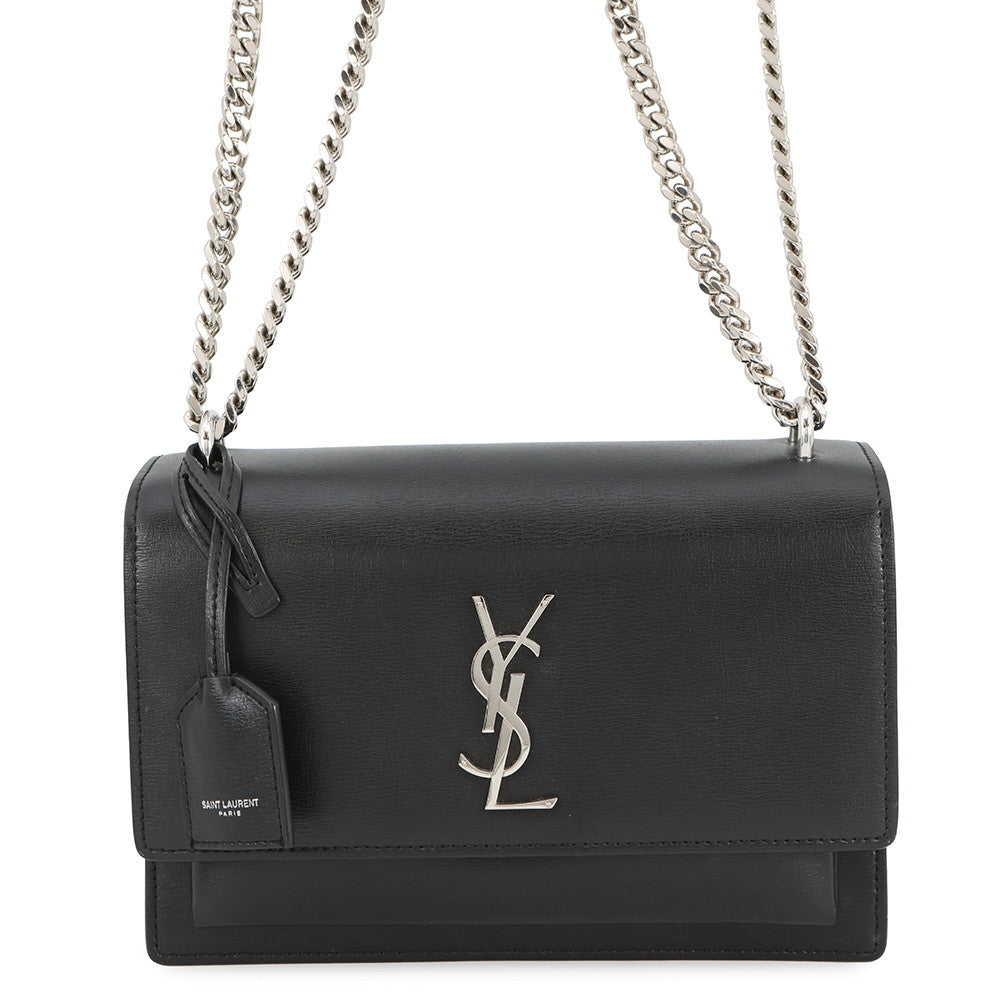 YSL Saint Laurent Shoulder Bag Sunset ChainShoulder Black442906 Leather Medium