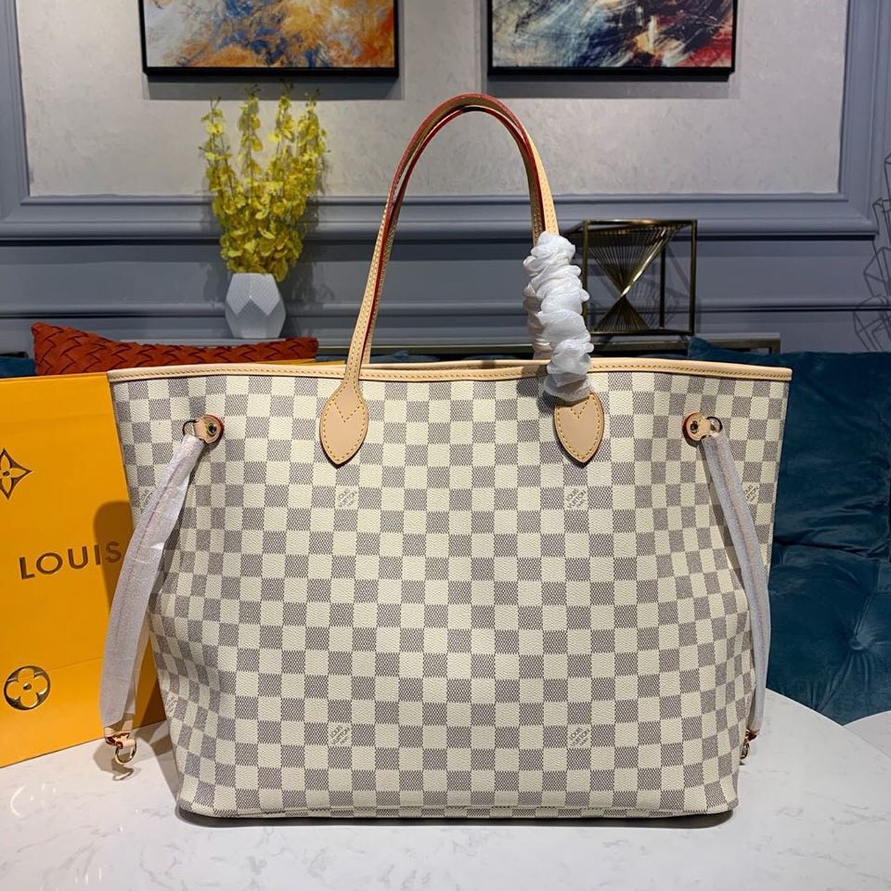 Top Quality Neverfull Gm Tote Bag Damier Canvas Beige Shoulder Bag