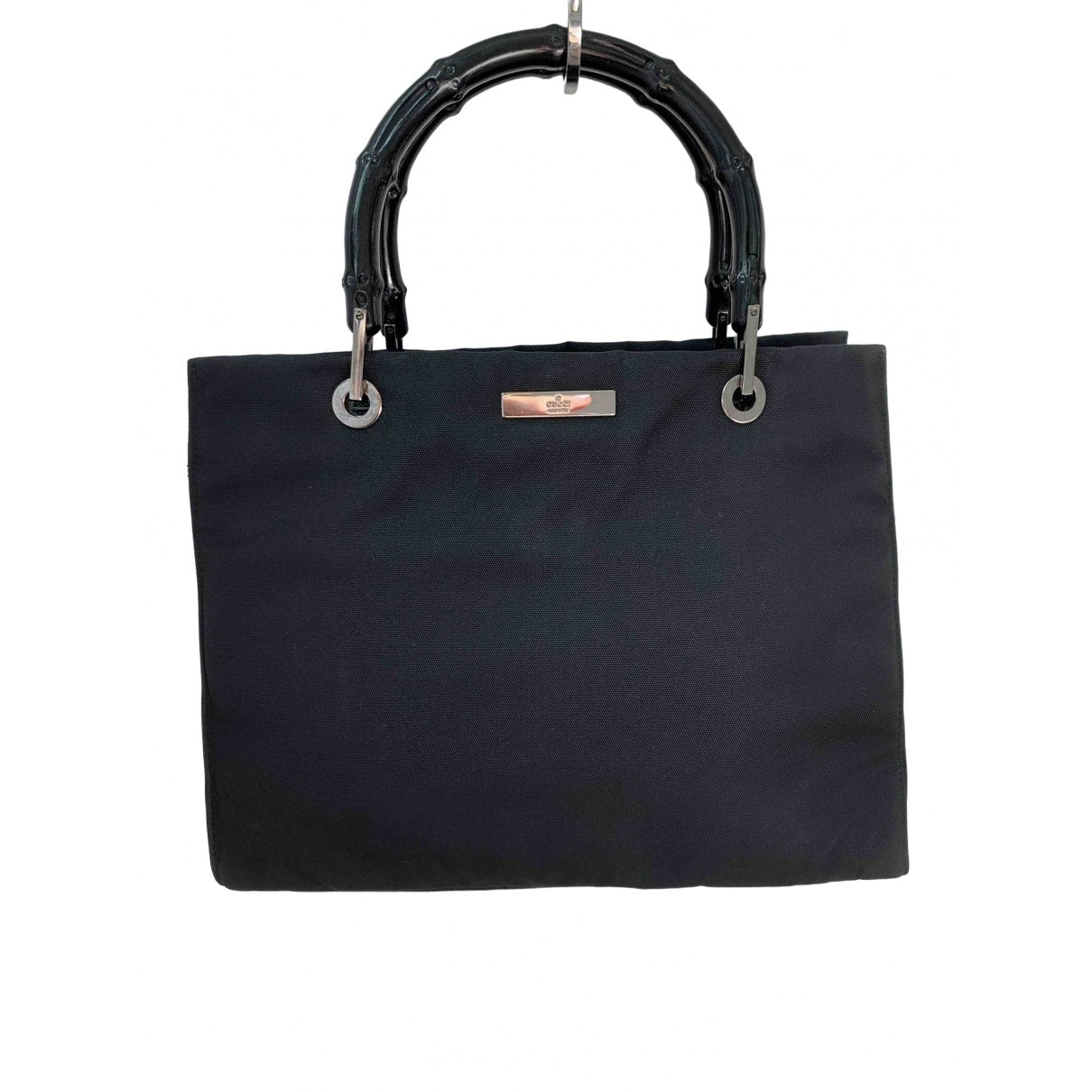 Gucci bamboo black cotton handbag