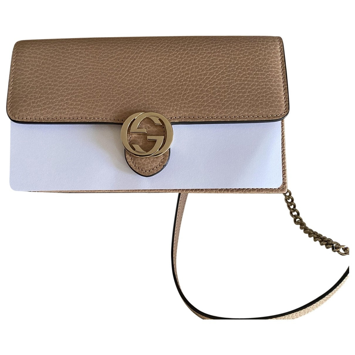 Gucci interlocking beige leather handbag
