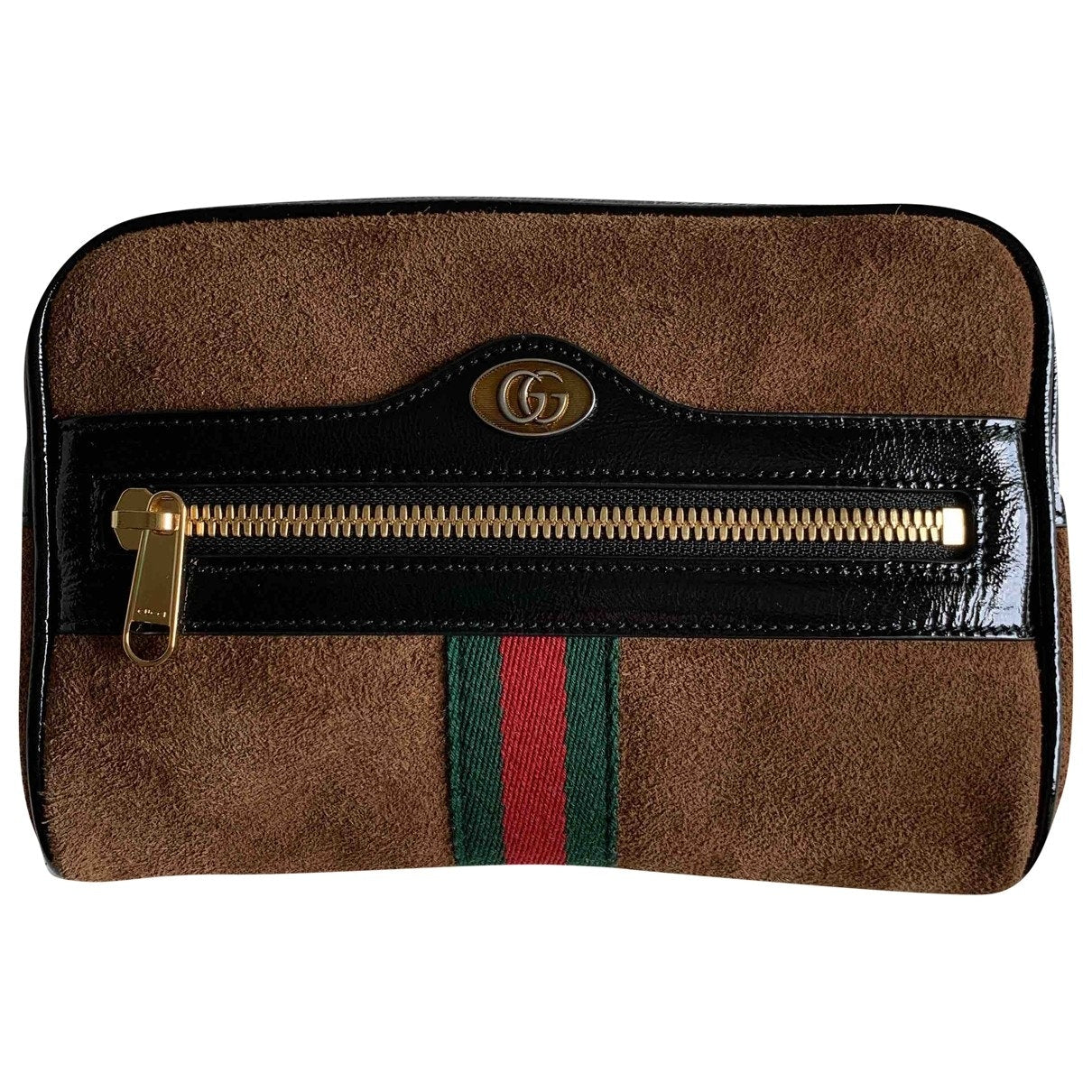 Gucci ophidia camel suede clutch bag