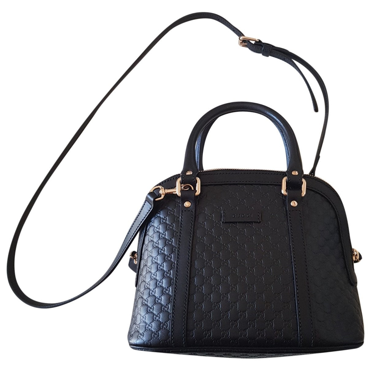Gucci dÃ´me black leather handbag
