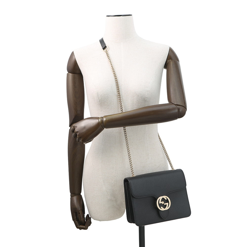 GUCCI Interlocking G ChainShoulder Bag Black510304 Leather