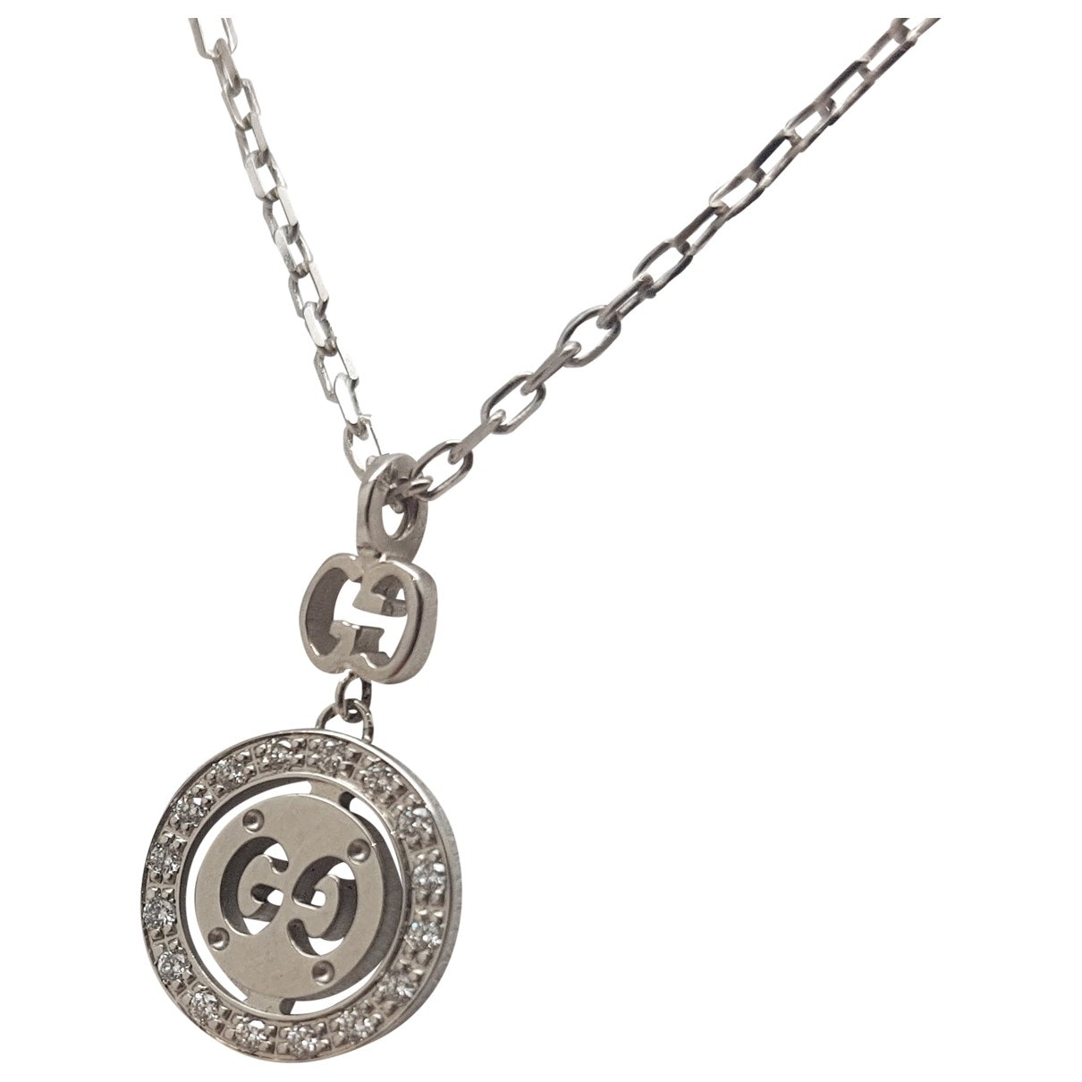Gucci white white gold necklaces