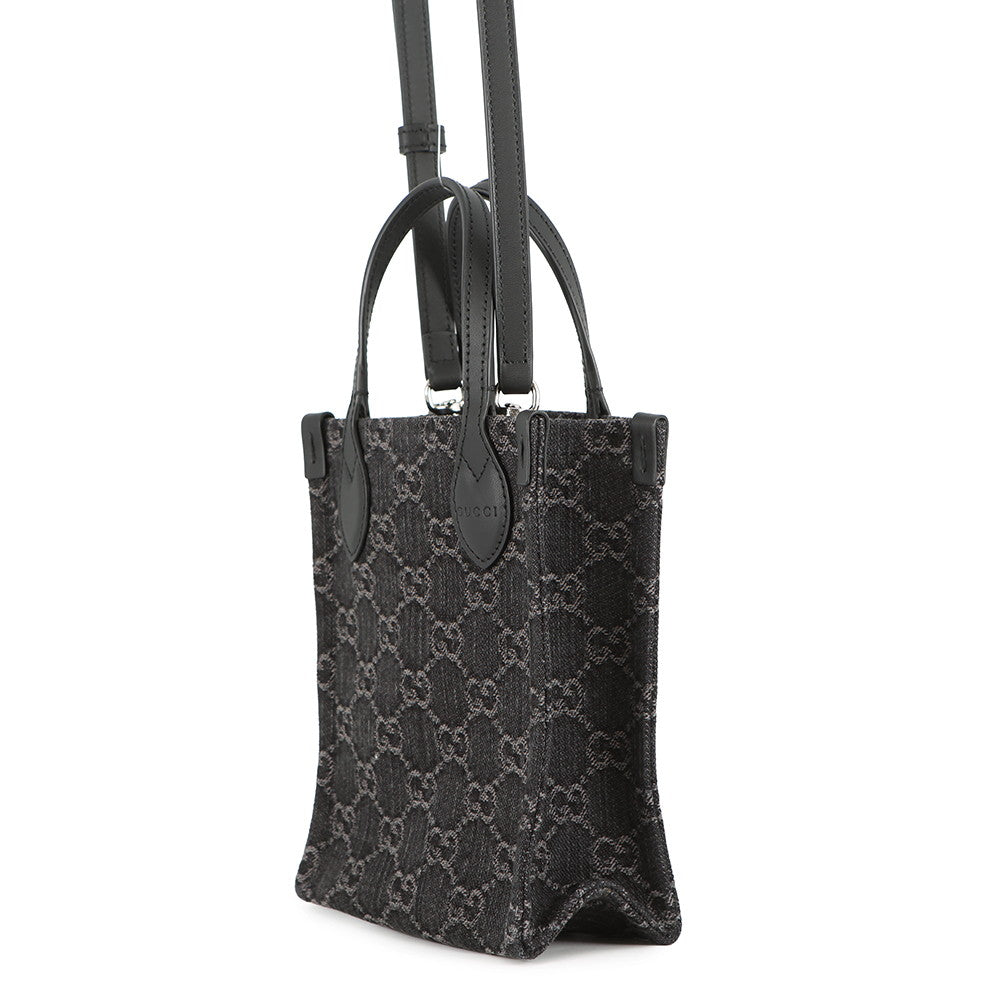 GUCCI GGDenim 2Way Shoulder Bag Black773730 Denim Leather